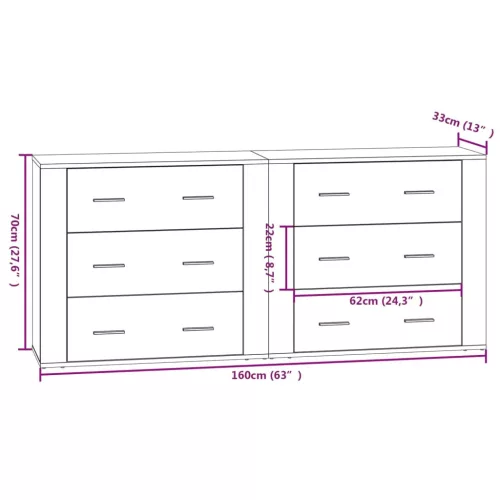  2 db füstös tölgy szerelt fa tálalószekrény