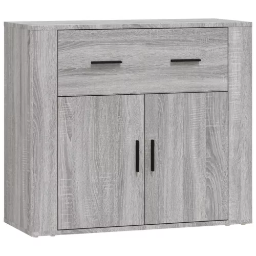  3 db szürke sonoma színű szerelt fa tálalószekrény