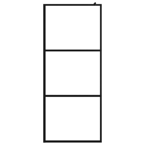  fekete ESG üveg és alumínium zuhanyfal polccal 80 x 195 cm