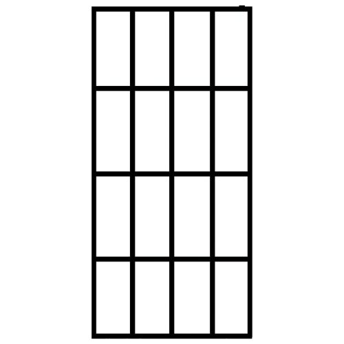  fekete ESG üveg és alumínium zuhanyfal polccal 90 x 195 cm