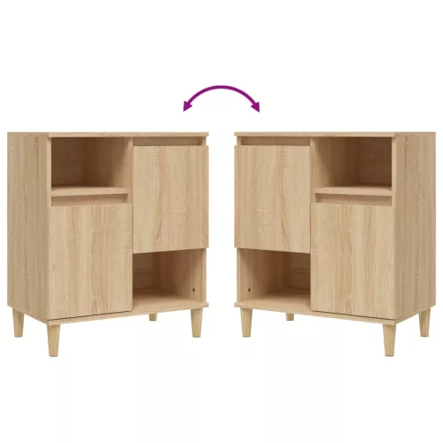  2 db sonoma tölgy színű szerelt fa tálalóasztal 60 x 35 x 70 cm