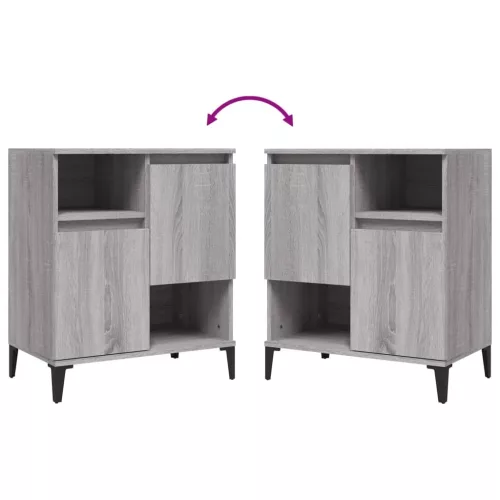  2 db szürke sonoma színű szerelt fa tálalószekrény 60x35x70 cm