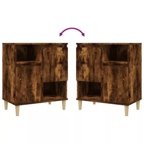  3 db füstös tölgy színű szerelt fa tálalószekrény 60x35x70 cm