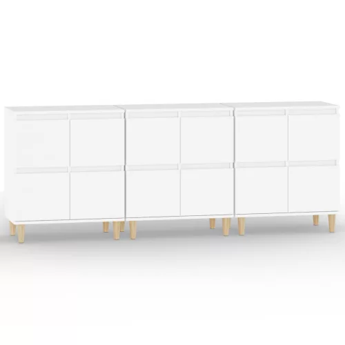  3 db fehér szerelt fa tálalószekrény 60 x 35 x 70 cm