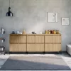  3 db sonoma tölgy színű szerelt fa tálalóasztal 60 x 35 x 70 cm