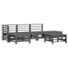  6 részes szürke tömör fa kerti társalgószett párnákkal