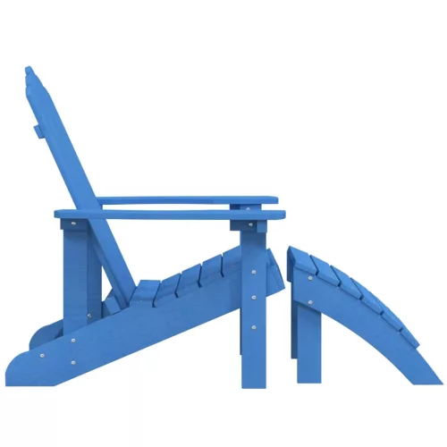  vízkék HDPE kerti adirondack szék lábtartóval