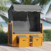  fekete/antracitszürke polyrattan és tömör fa strandszék tetővel