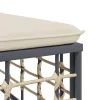  3 részes antracitszürke polyrattan kerti ülőgarnitúra párnákkal