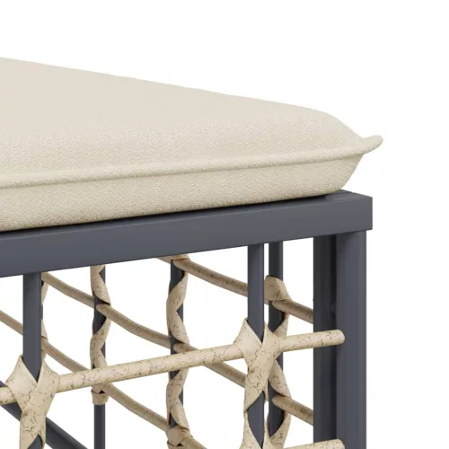  3 részes antracitszürke polyrattan kerti ülőgarnitúra párnákkal