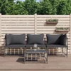  4 részes antracitszürke polyrattan kerti ülőgarnitúra párnákkal