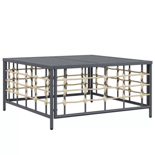  4 részes antracitszürke polyrattan kerti ülőgarnitúra párnákkal