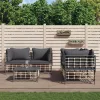 5 részes antracitszürke polyrattan kerti ülőgarnitúra párnákkal
