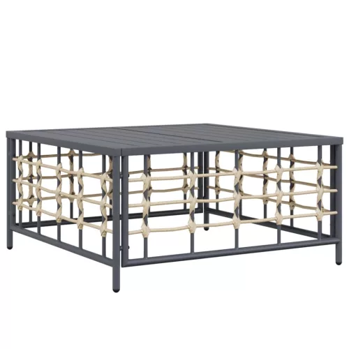  5 részes antracitszürke polyrattan kerti ülőgarnitúra párnákkal
