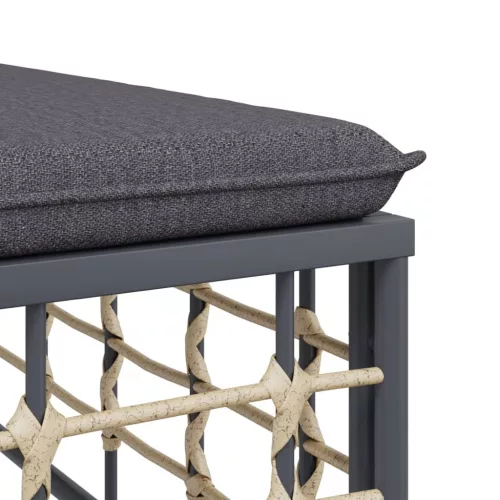 6 részes antracitszürke polyrattan kerti ülőgarnitúra párnákkal