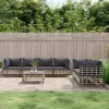  8 részes antracitszürke polyrattan kerti ülőgarnitúra párnákkal