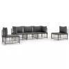  5 részes antracitszürke polyrattan kerti ülőgarnitúra párnákkal