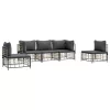  5 részes antracitszürke polyrattan kerti ülőgarnitúra párnákkal