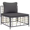  5 részes antracitszürke polyrattan kerti ülőgarnitúra párnákkal