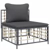  5 részes antracitszürke polyrattan kerti ülőgarnitúra párnákkal