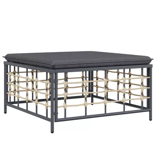  5 részes antracitszürke polyrattan kerti ülőgarnitúra párnákkal