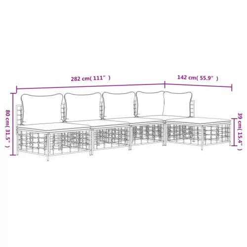  5 részes antracitszürke polyrattan kerti ülőgarnitúra párnákkal