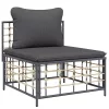 5 részes antracitszürke polyrattan kerti ülőgarnitúra párnákkal