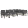  8 részes antracitszürke polyrattan kerti ülőgarnitúra párnákkal