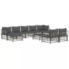  10 részes antracitszürke polyrattan kerti ülőgarnitúra párnával
