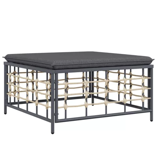  10 részes antracitszürke polyrattan kerti ülőgarnitúra párnával