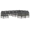  11 részes antracitszürke polyrattan kerti ülőgarnitúra párnával