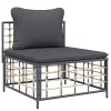  11 részes antracitszürke polyrattan kerti ülőgarnitúra párnával