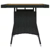  fekete polyrattan és tömör akácfa kerti asztal 70 x 70 x 72 cm