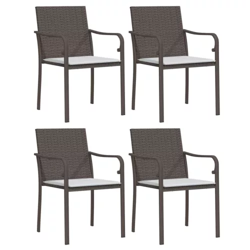  5 részes polyrattan és acél kerti étkezőgarnitúra párnával