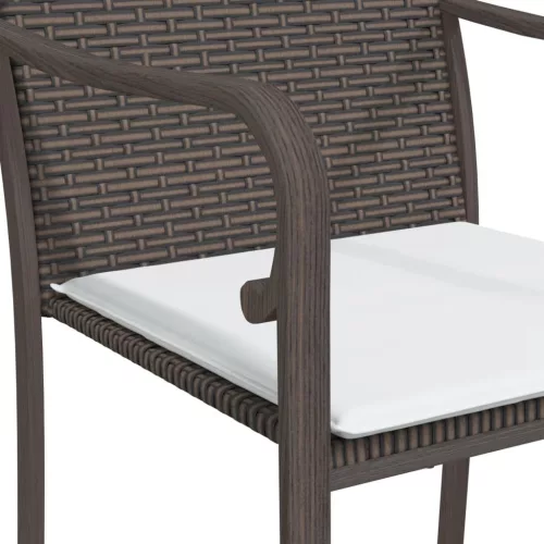  5 részes polyrattan és acél kerti étkezőgarnitúra párnával
