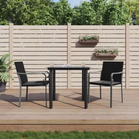    3 részes polyrattan és acél kerti étkezőgarnitúra párnával