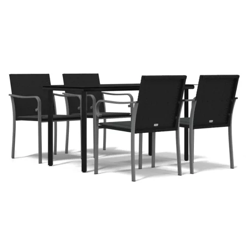  5 részes polyrattan és acél kerti étkezőgarnitúra párnával