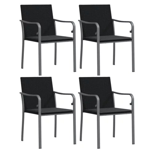  5 részes polyrattan és acél kerti étkezőgarnitúra párnával
