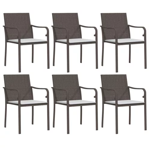  7 részes polyrattan és acél kerti étkezőgarnitúra párnával