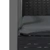  7 részes polyrattan és acél kerti étkezőgarnitúra párnával