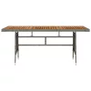  szürke polyrattan és tömör akácfa kerti asztal 160 x 70 x 72 cm