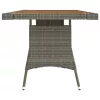  szürke polyrattan és tömör akácfa kerti asztal 160 x 70 x 72 cm