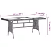  szürke polyrattan és tömör akácfa kerti asztal 160 x 70 x 72 cm