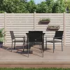  5 részes polyrattan és acél kerti étkezőgarnitúra