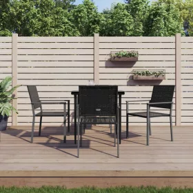 5 részes polyrattan és acél kerti étkezőgarnitúra