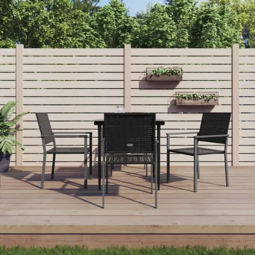  5 részes polyrattan és acél kerti étkezőgarnitúra
