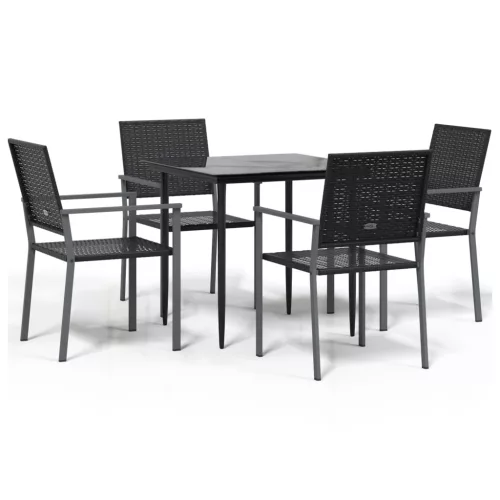  5 részes polyrattan és acél kerti étkezőgarnitúra