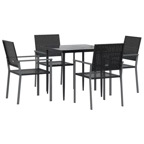  5 részes polyrattan és acél kerti étkezőgarnitúra