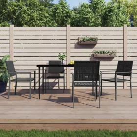  5 részes polyrattan és acél kerti étkezőgarnitúra