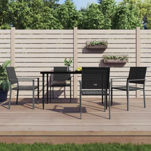  5 részes polyrattan és acél kerti étkezőgarnitúra